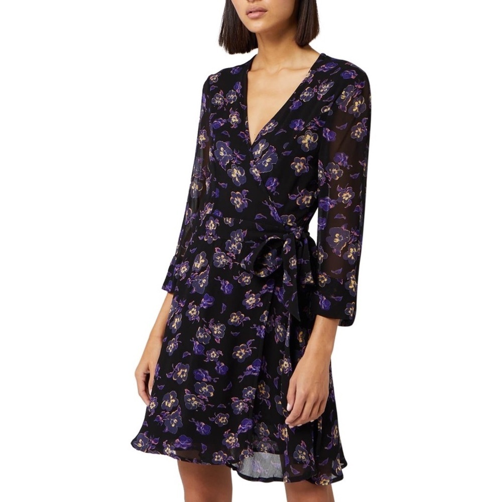 Ganni Floral Print Georgette Wrap Dress, Small